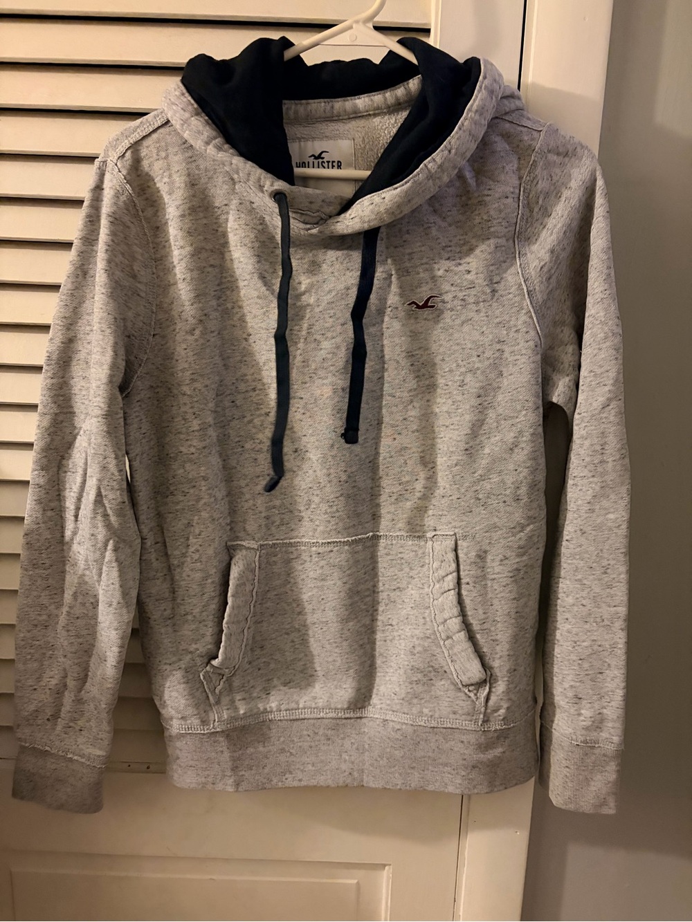 Hollister Heather Gray Pullover Hoodie with Navy Hood